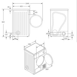 Kích thước máy sấy quần áo Bosch WTV 74100 ME
