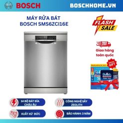 Máy rửa bát Bosch SMV6ZCX16E serie 6, âm tủ